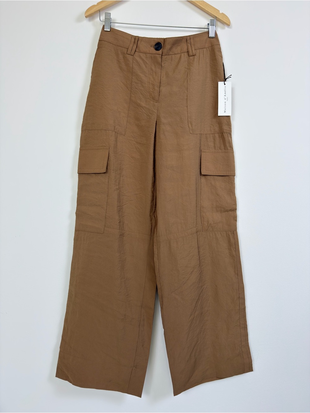 Maison d’Amélie Paris Wide Leg Cargo Pants NWT Camel